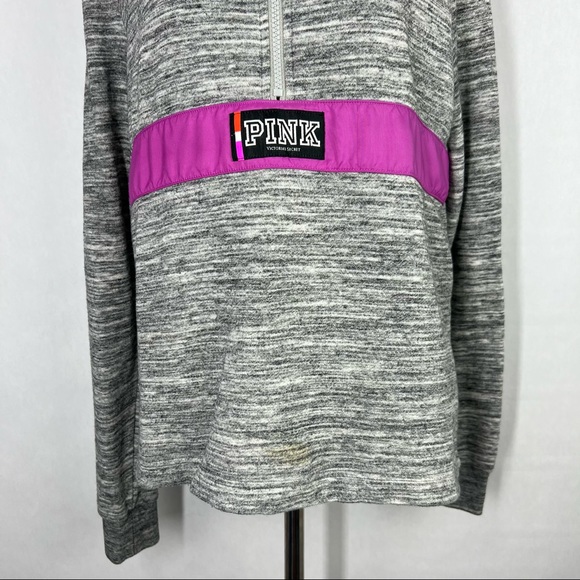 Pink Victoria's Secret Purple Gray Size Medium Women's Quarter Zip Pullover - Picture 3 of 8